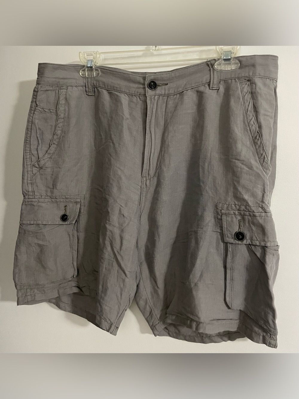 John Varvatos Men's Linen blend Gray Cargo Shorts Sz.34
